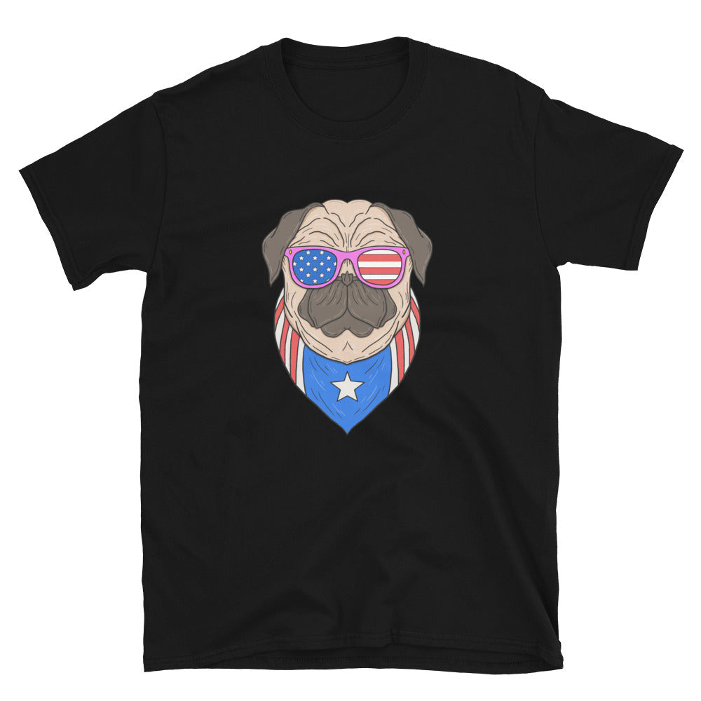 Freedom Pug Short-Sleeve Unisex T-Shirt