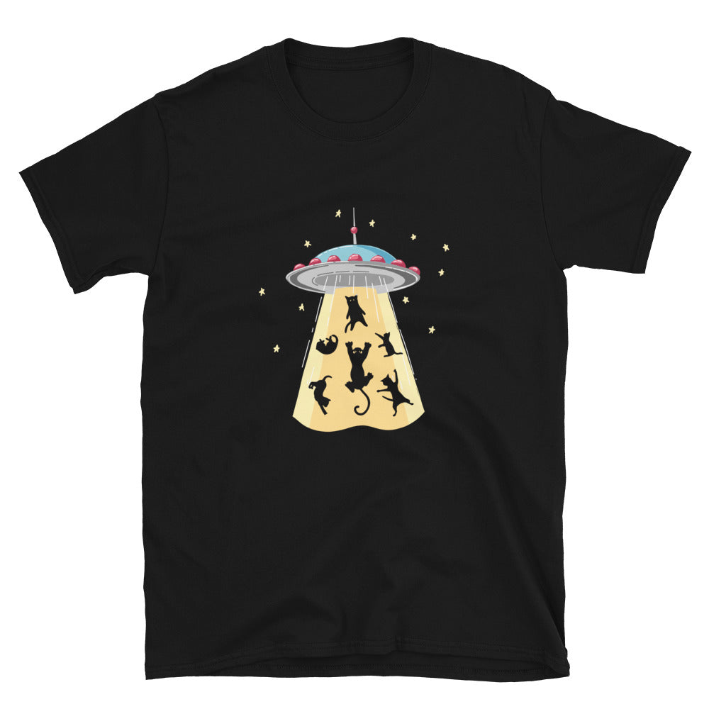 Alien Cat Beam Up Short-Sleeve Unisex T-Shirt