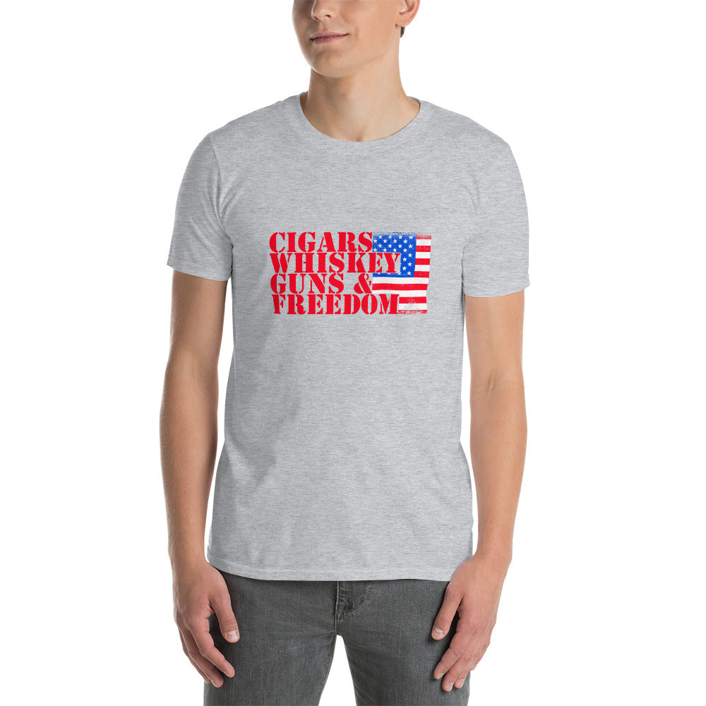 Cigars Whisky and Freedom Short-Sleeve Unisex T-Shirt
