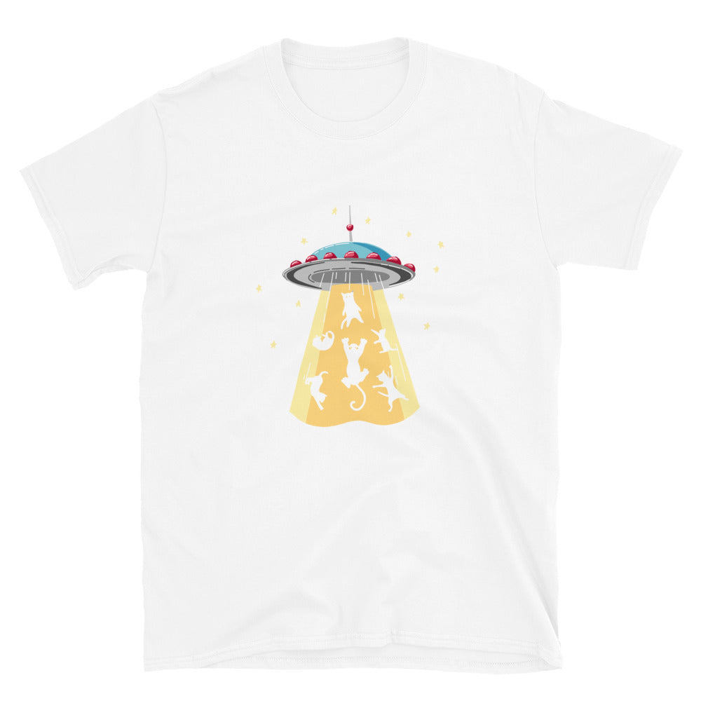 Alien Cat Beam Up Short-Sleeve Unisex T-Shirt