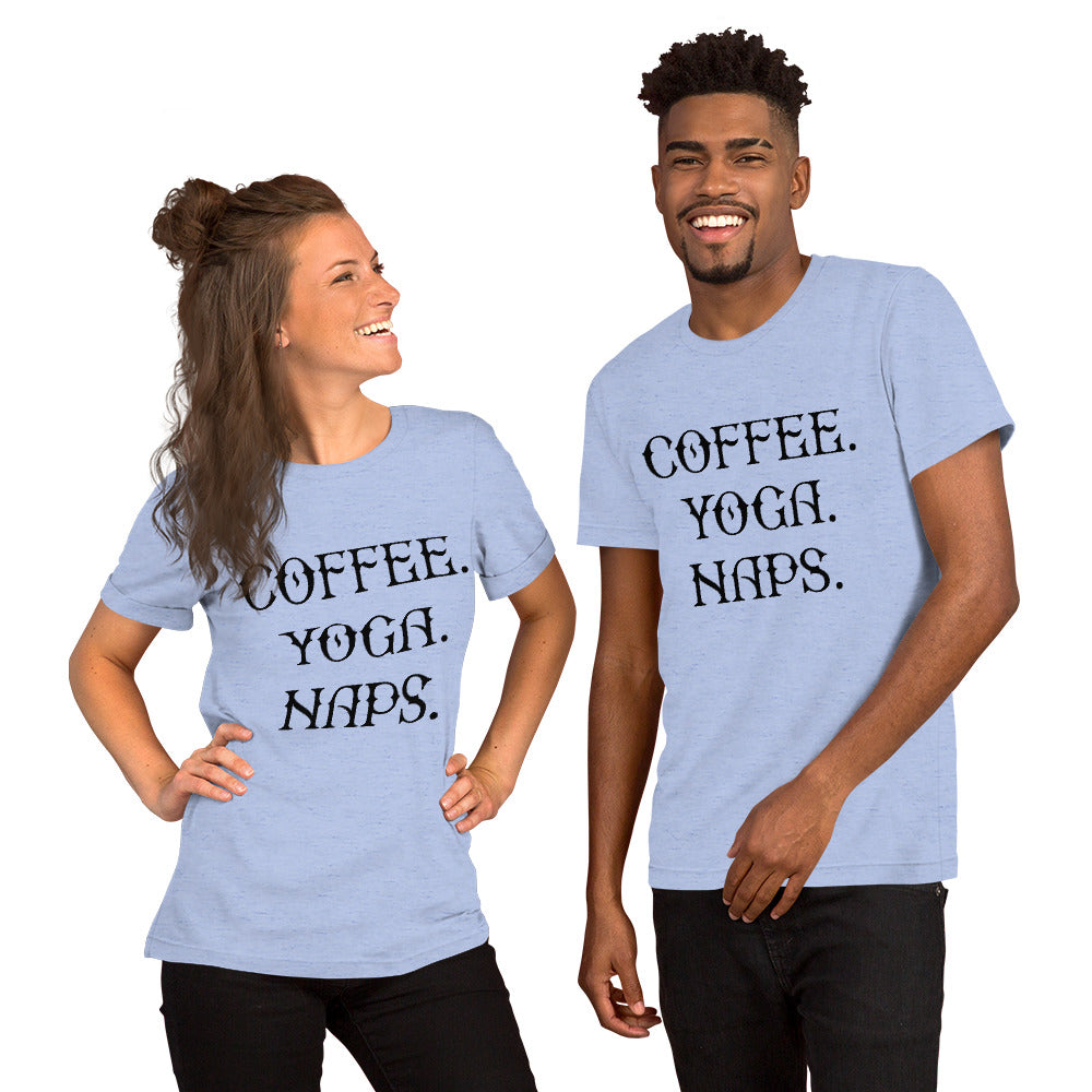 Coffee Naps Yoga Unisex t-shirt