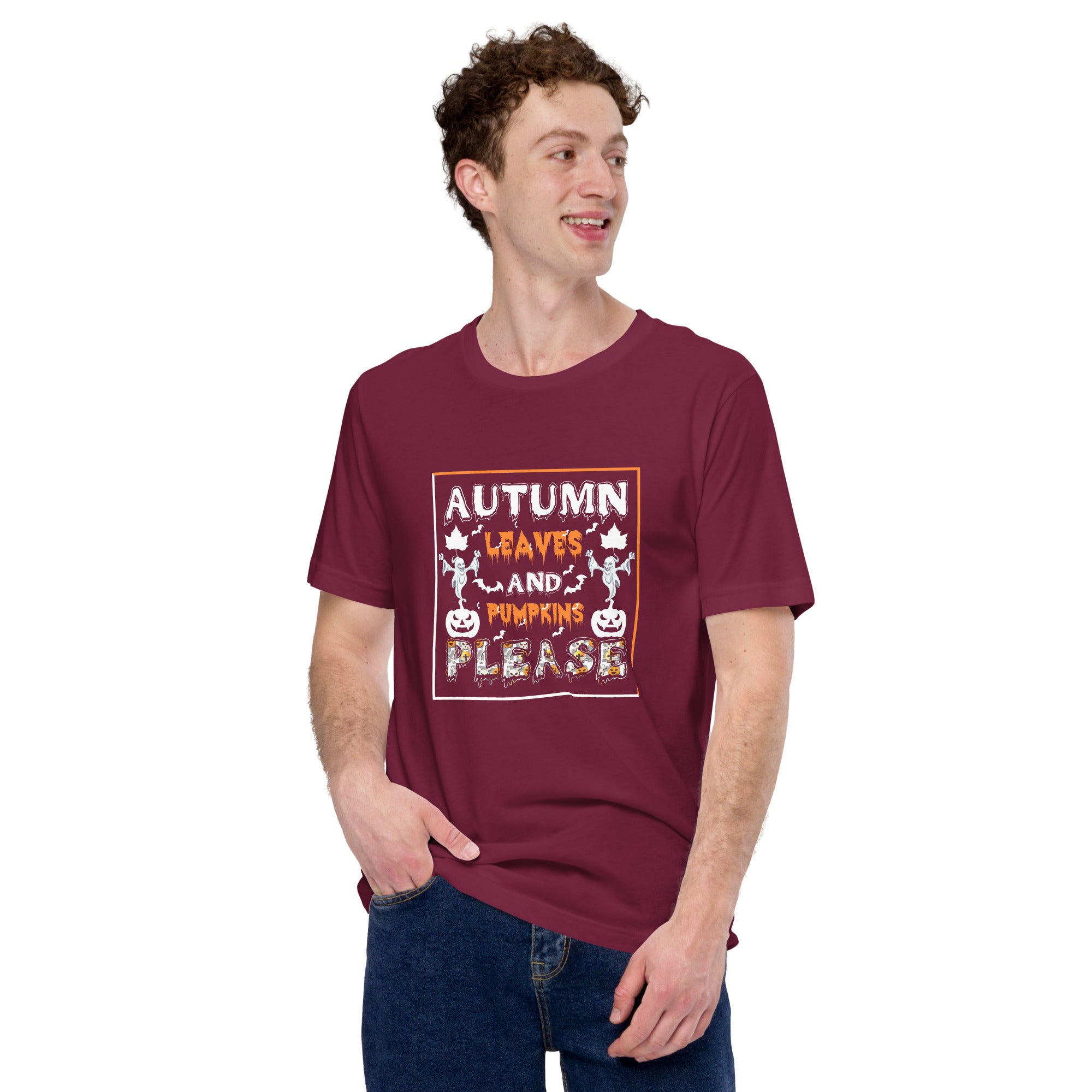 Autumn Leaves And Pumpkins Please Unisex t-shirt